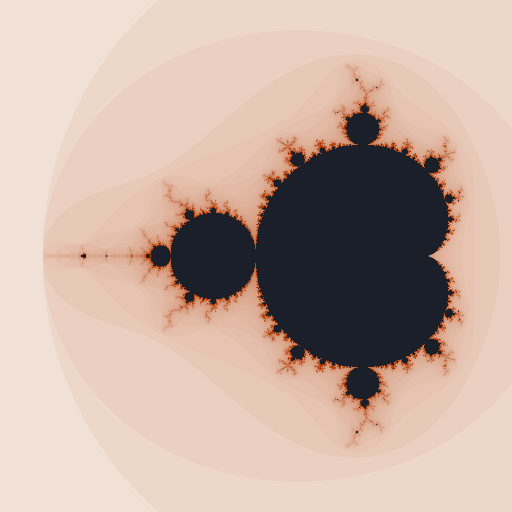 The Mandelbrot picture divided into a 16 by 16 grid of tiles